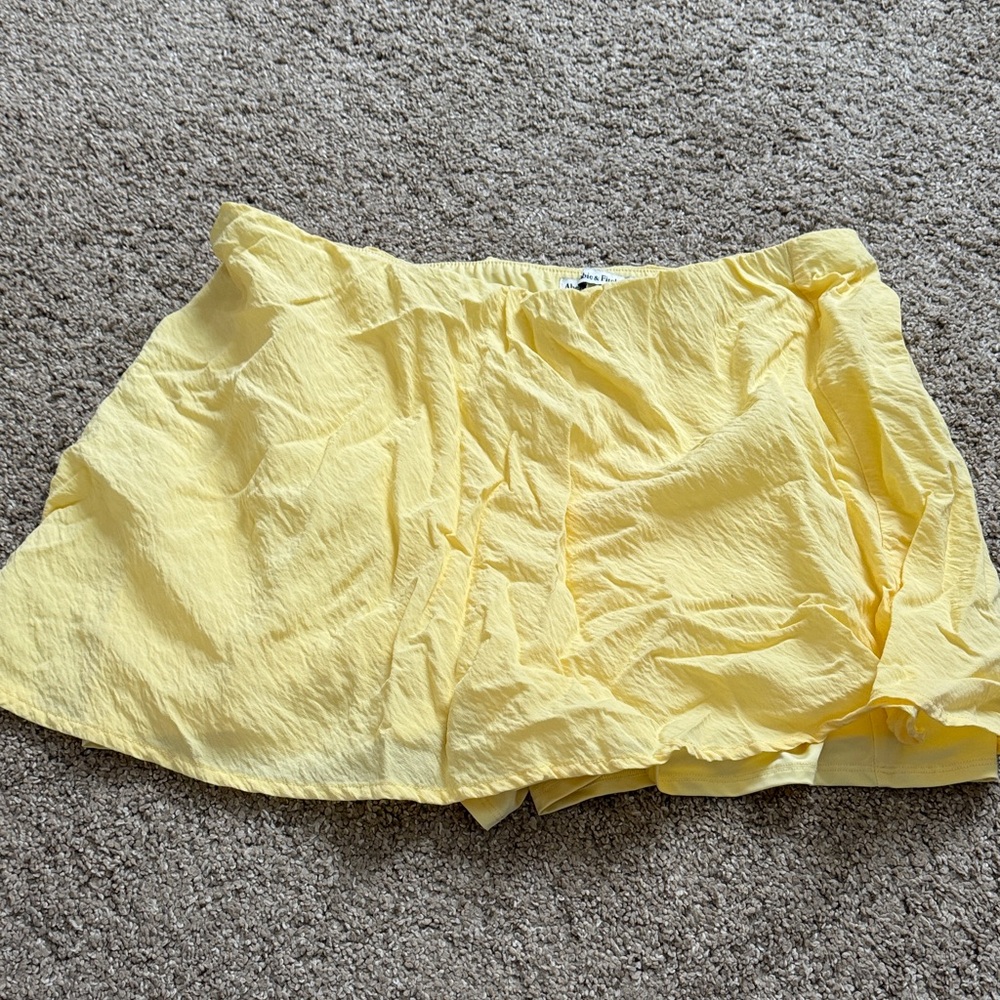 Yellow Crinkled Shorts